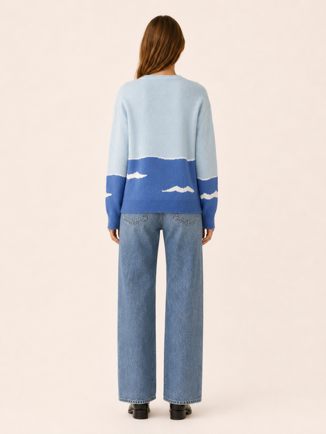 Kesmira | Crew Neck Sweater with Shark and Sailboat Motif