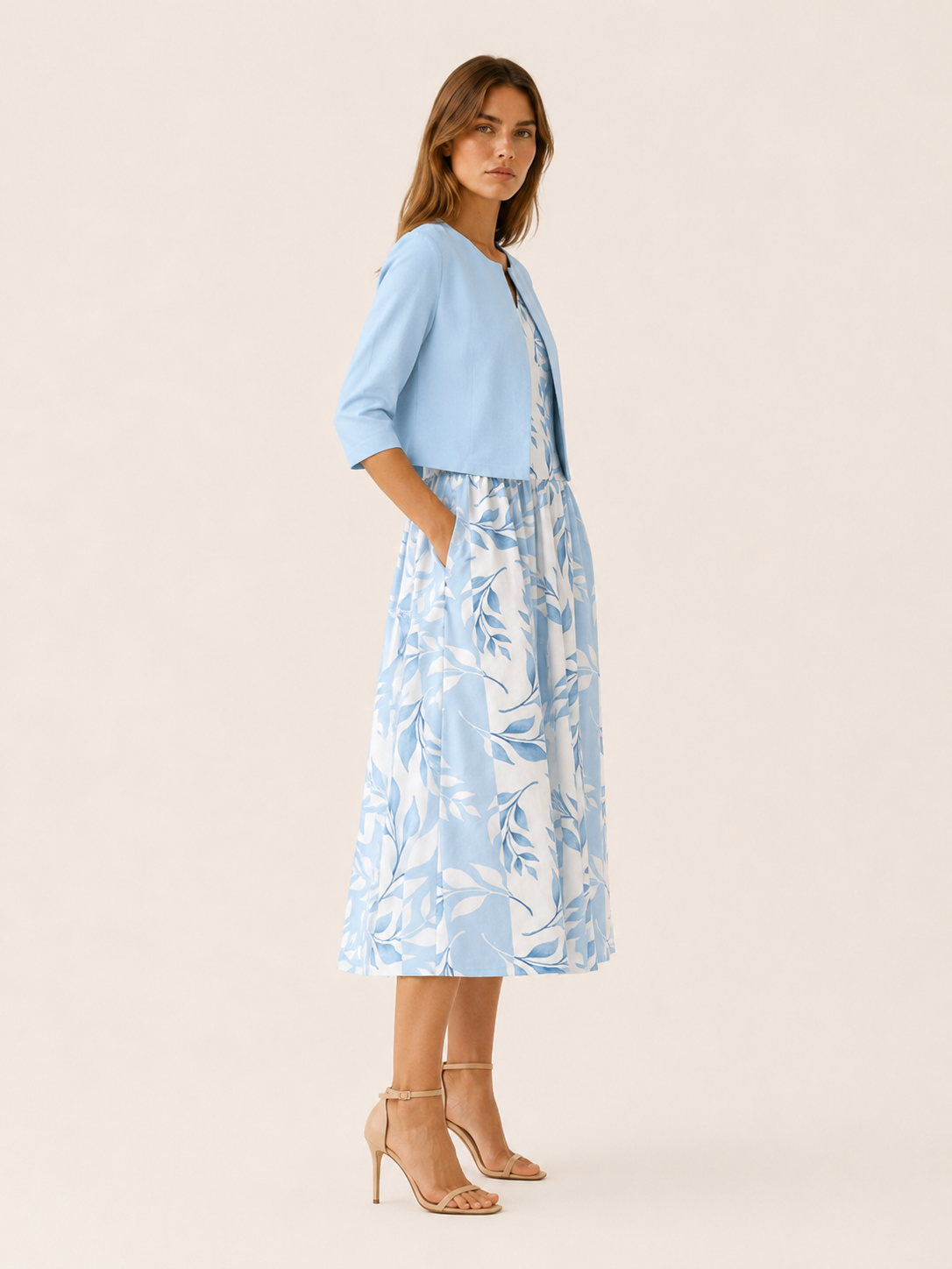 Kiona | Plant Print Dress Set with Matching Jacket