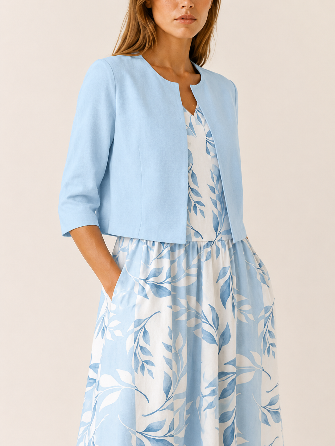 Kiona | Plant Print Dress Set with Matching Jacket