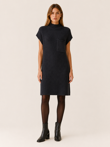 Kyralune | Sweater Dress with Mock Neck and Pocket Detail