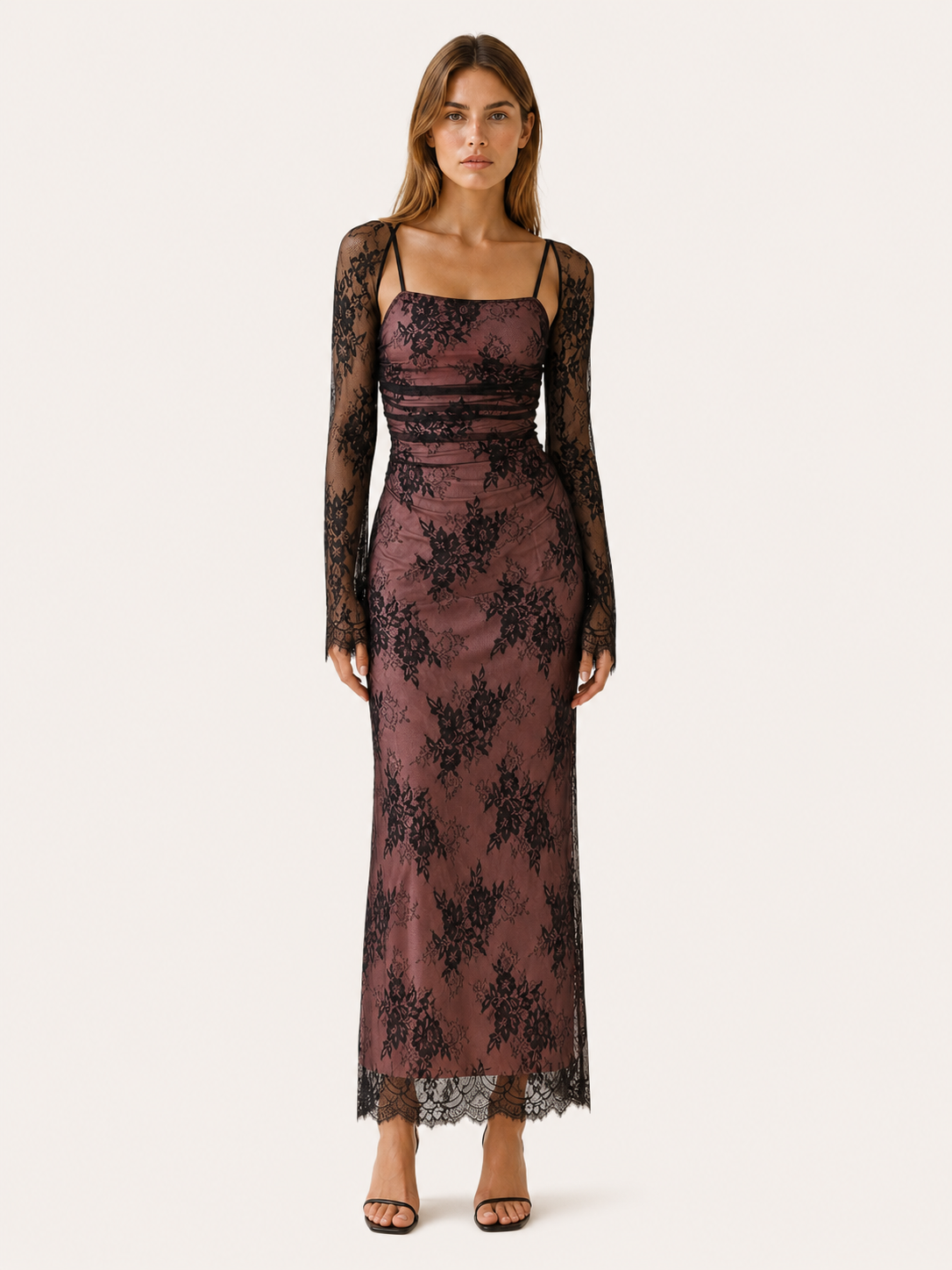 Twyla | Lace Maxi Dress with Square Neckline