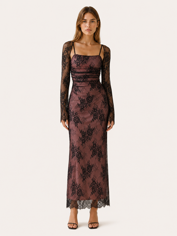 Twyla | Lace Maxi Dress with Square Neckline