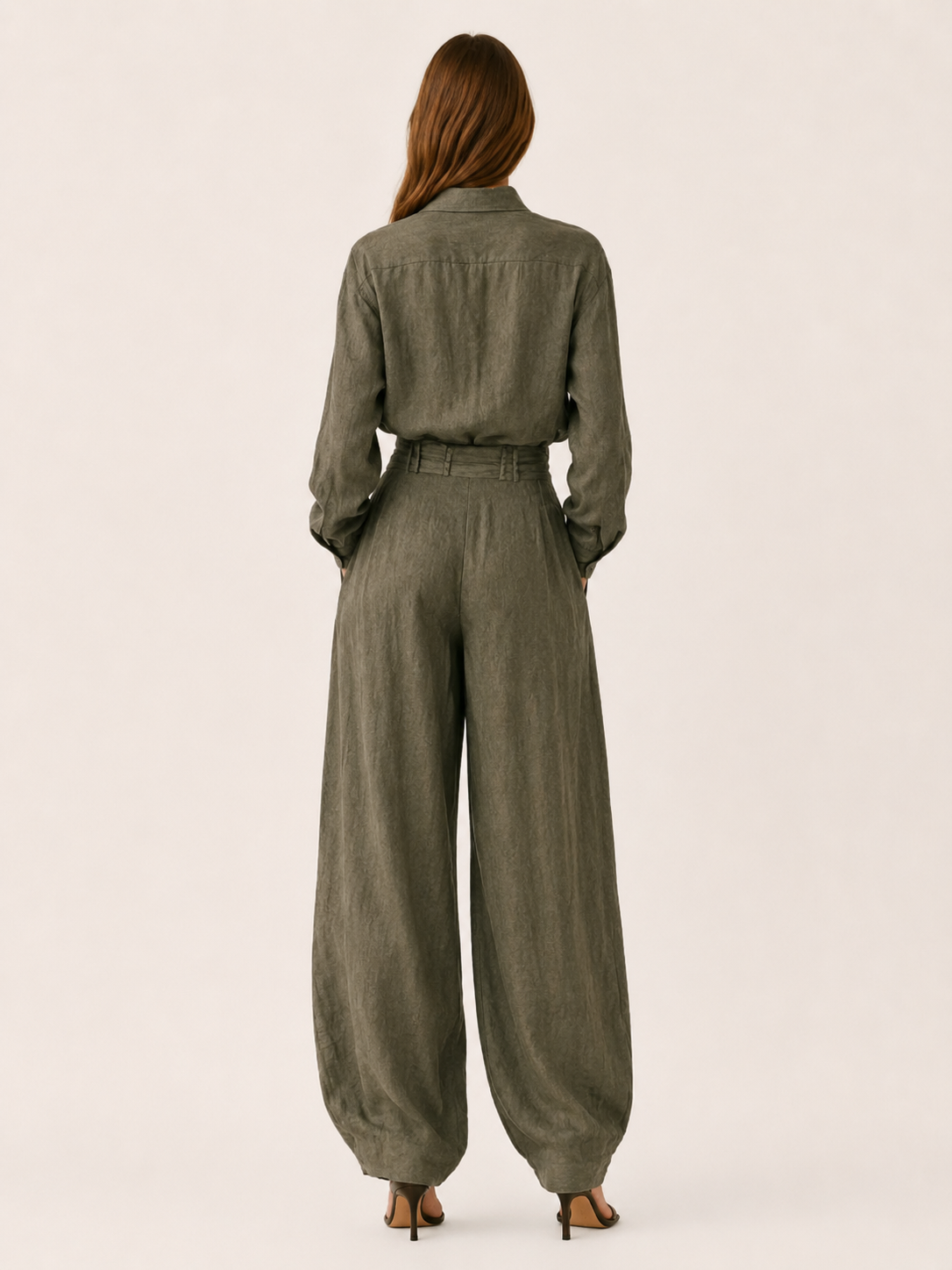 Lennon | Two-Piece Set with Button Shirt Wide Leg Trousers