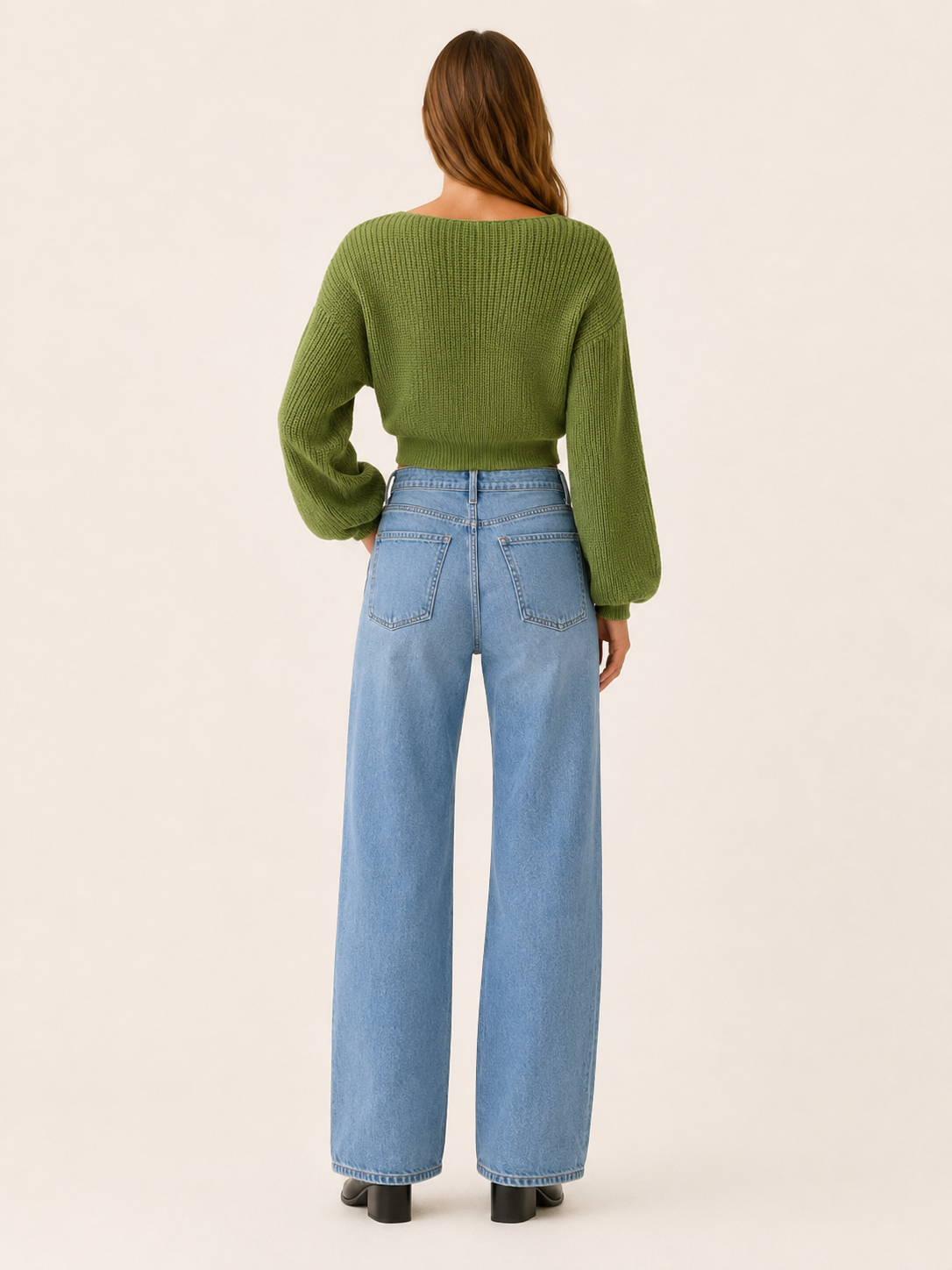 Leocadia | Cropped Jumper with Tie Front and Balloon Sleeves