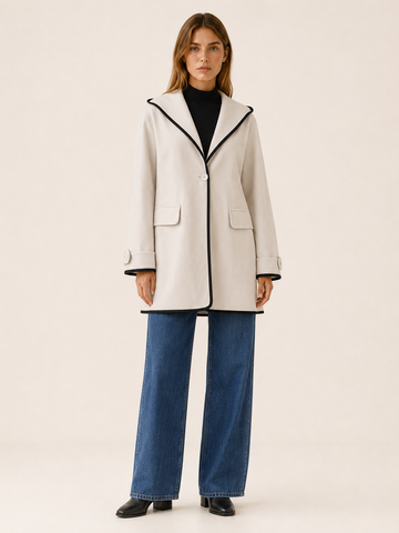 Lethavine | Women's Contrast Trim Hooded Coat