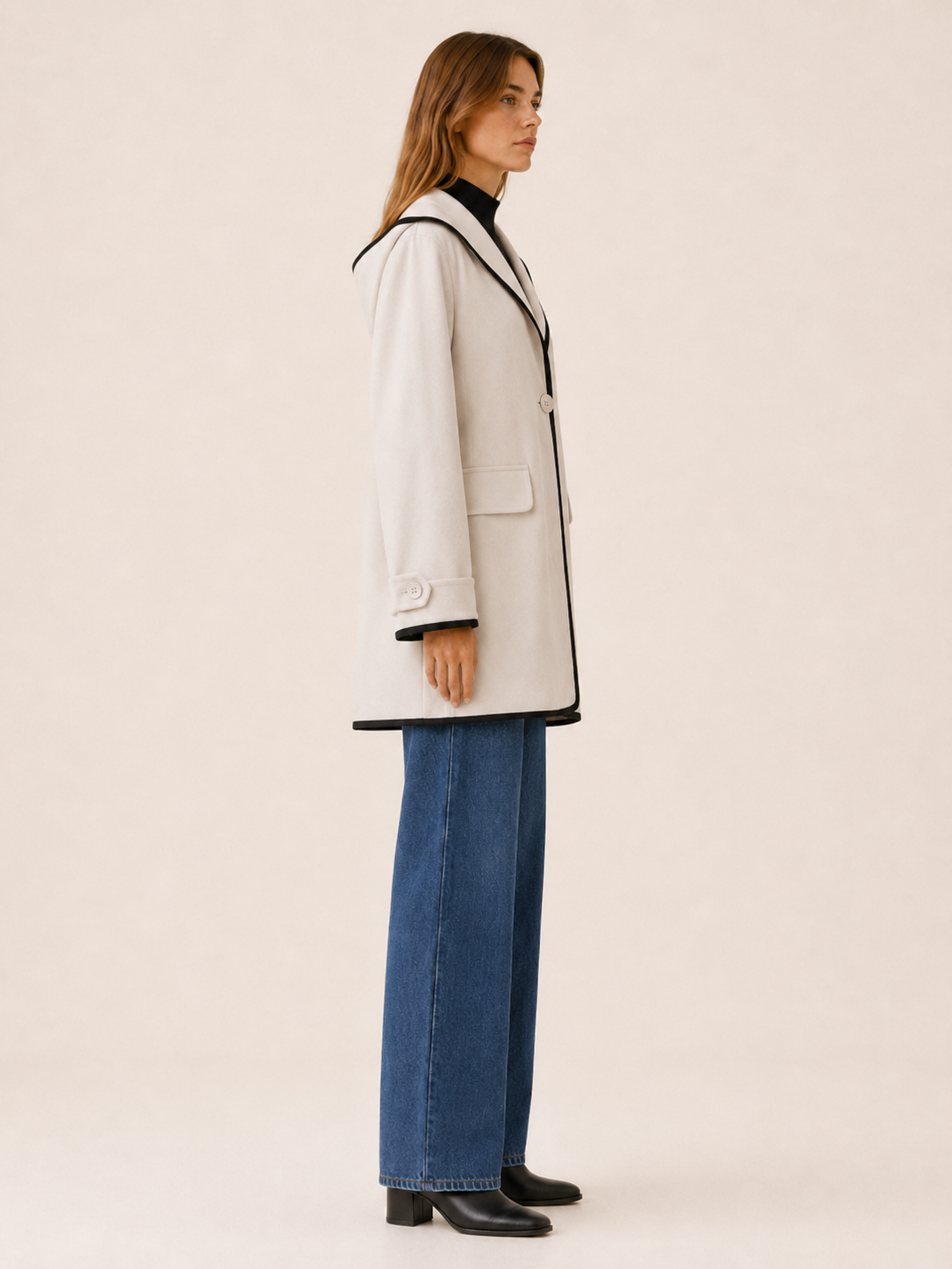 Lethavine | Women's Contrast Trim Hooded Coat