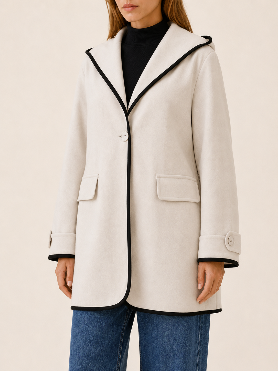 Lethavine | Women's Contrast Trim Hooded Coat