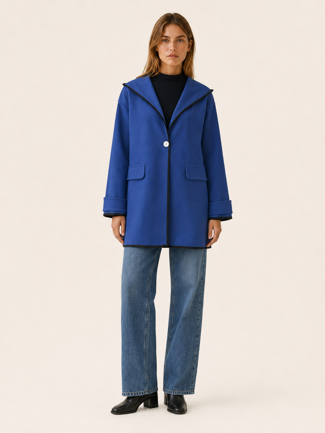 Lethavine | Women's Contrast Trim Hooded Coat