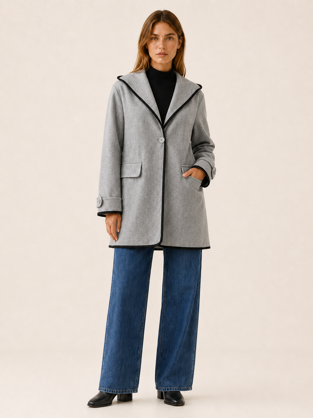 Lethavine | Women's Contrast Trim Hooded Coat