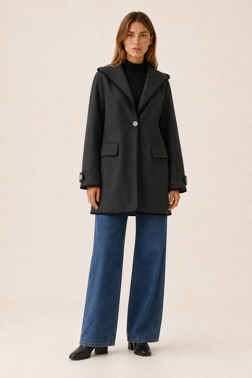 Lethavine | Women's Contrast Trim Hooded Coat