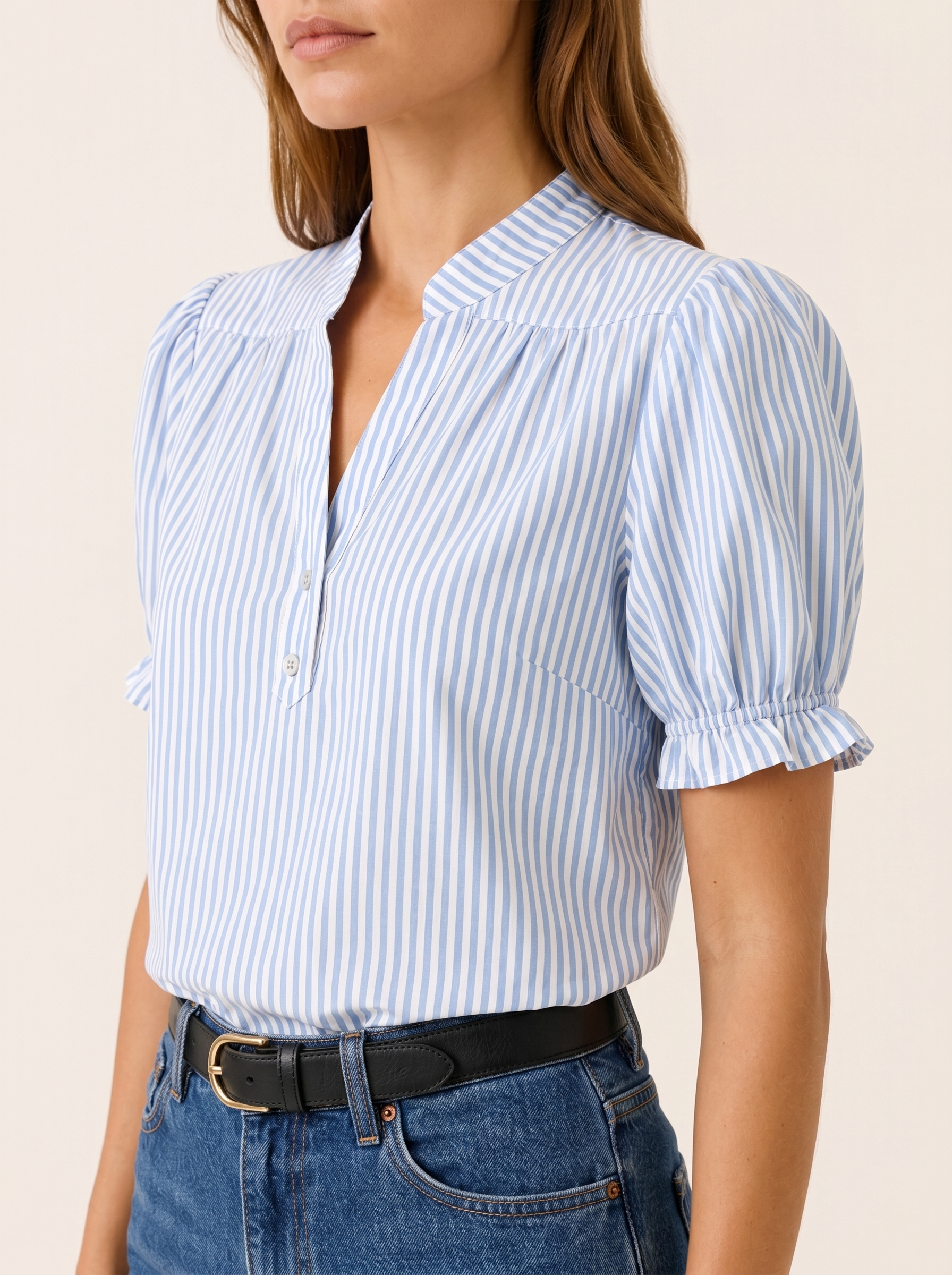 Lilwen | Striped Blouse with Puff Sleeves