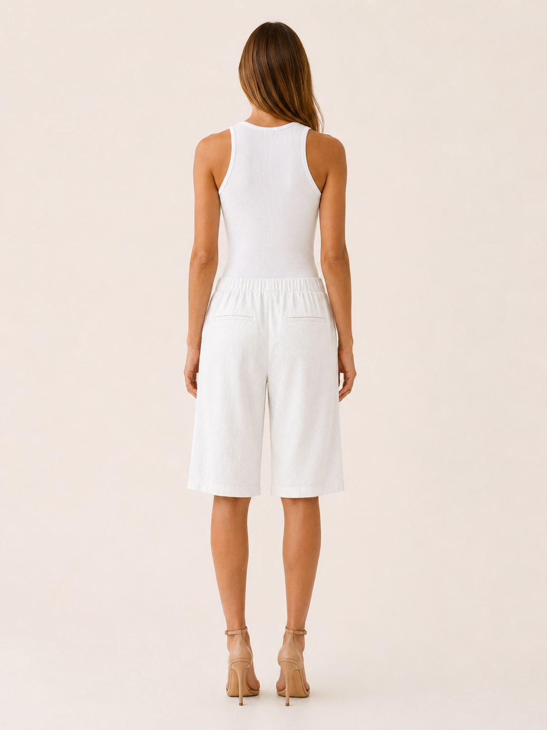 Linden | Cotton-Linen Shorts with Elastic Waist Button Detail