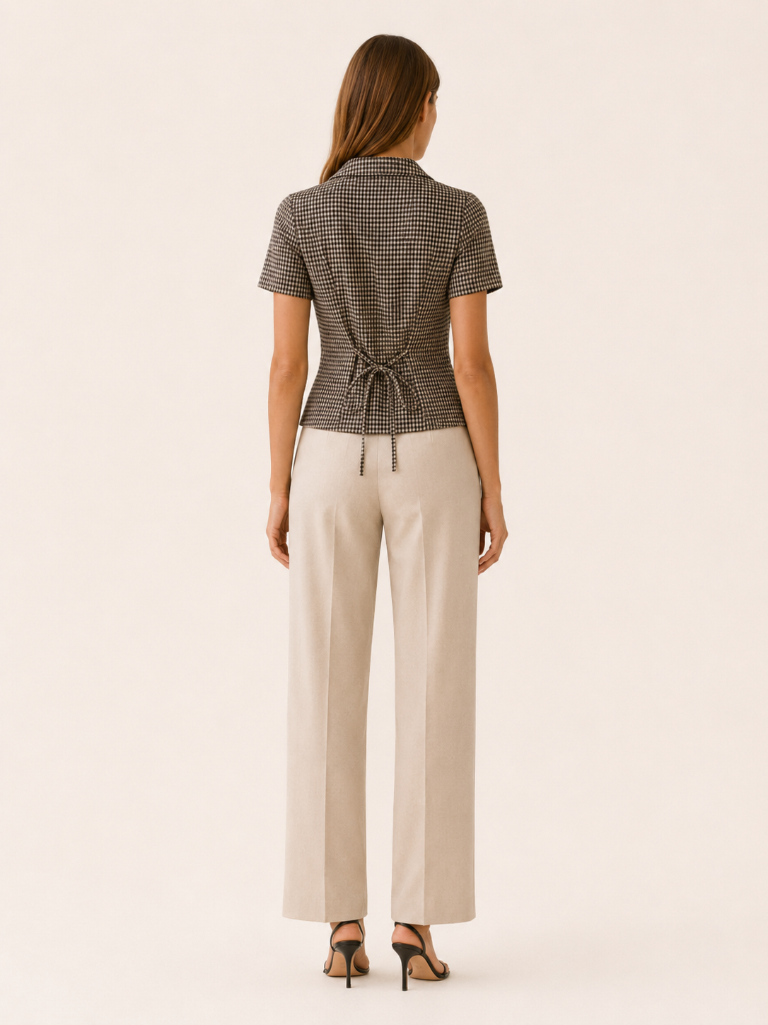 Livia | Gingham Blouse with Tie Back