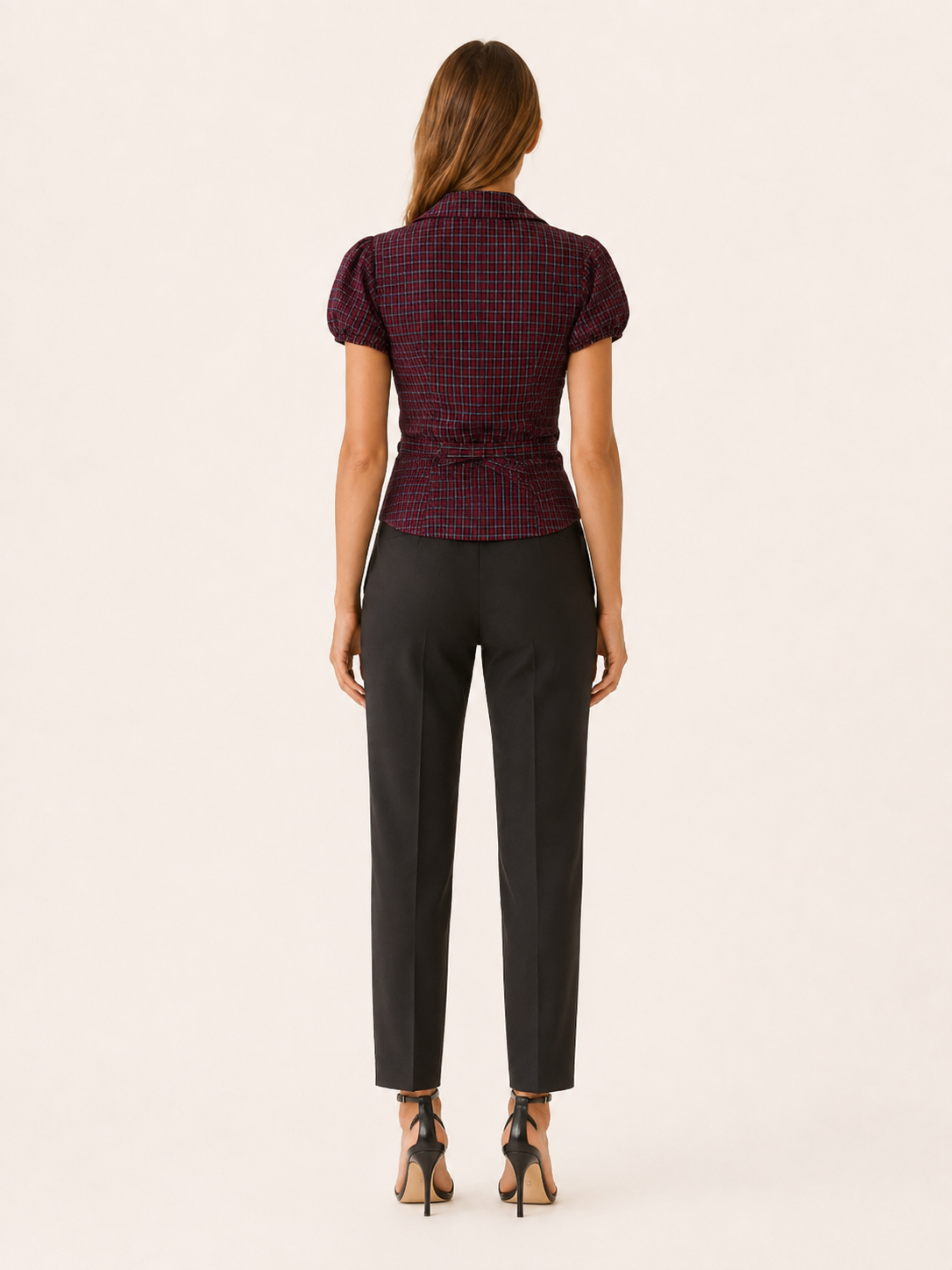 Livia | Gingham Blouse with Tie Back