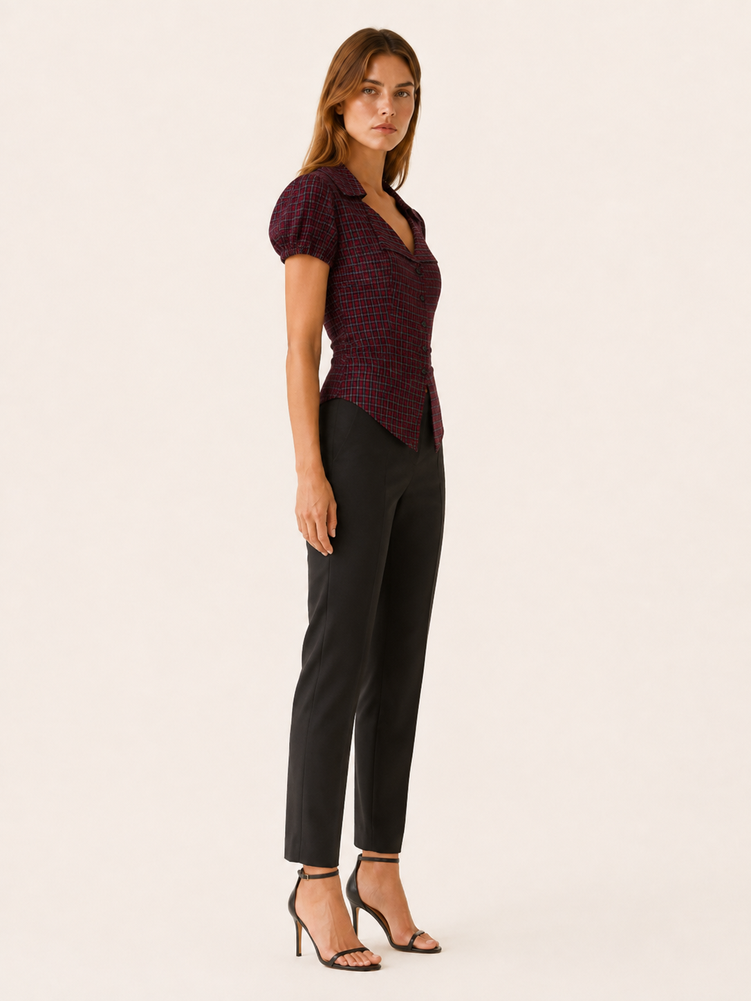 Livia | Gingham Blouse with Tie Back