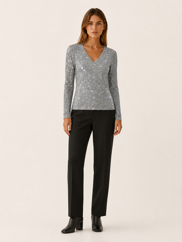 Loraveth | Women's Sequin V Neck Jumper