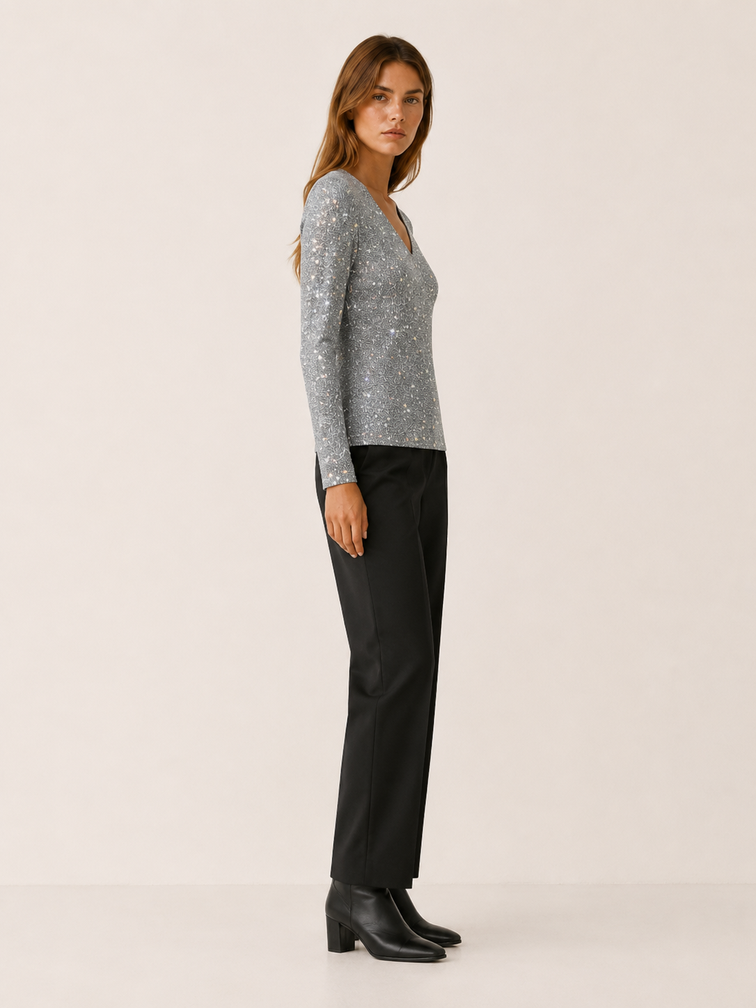 Loraveth | Women's Sequin V Neck Jumper
