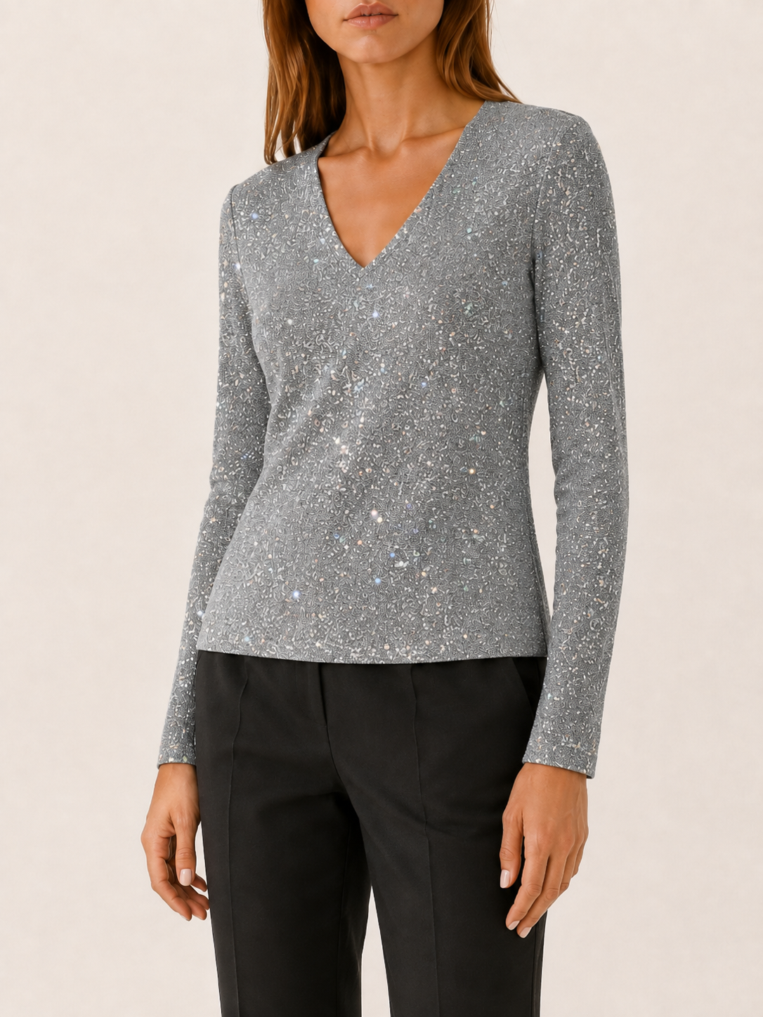 Loraveth | Women's Sequin V Neck Jumper