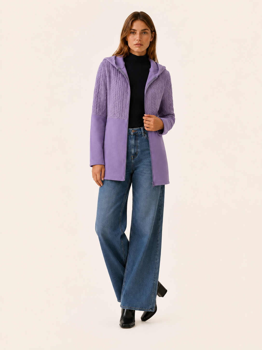 Ludivine | Women's Textured Hooded Longline Jacket