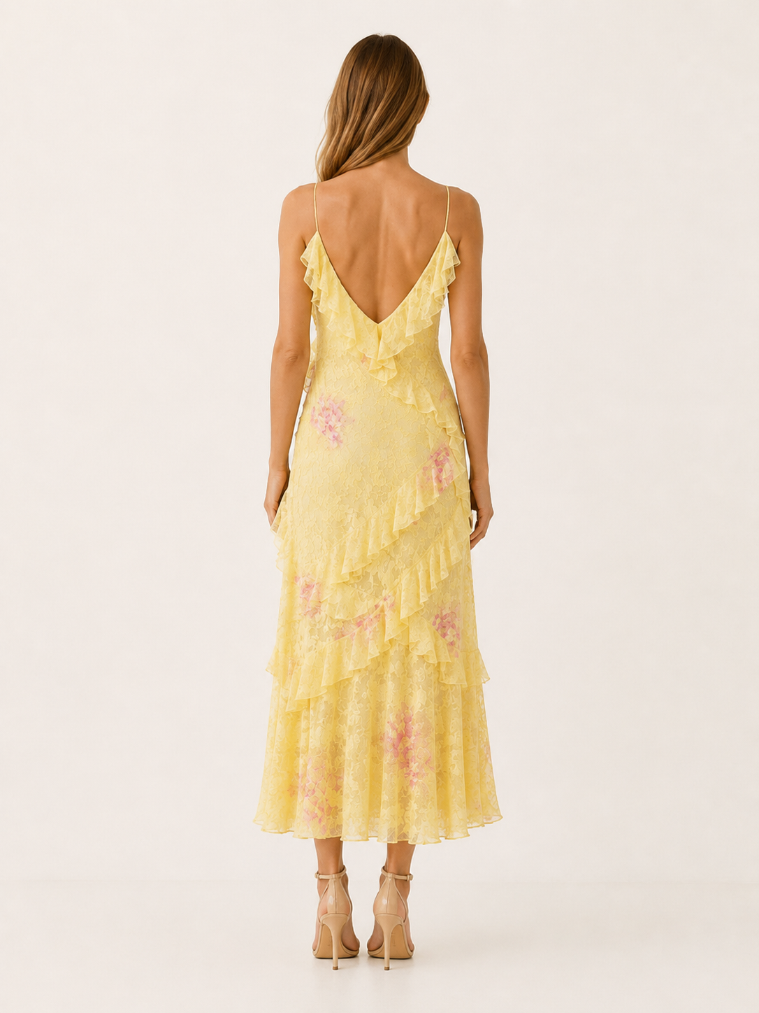 Lumi | Floral Maxi Dress with Tiered Ruffle Lace Detail