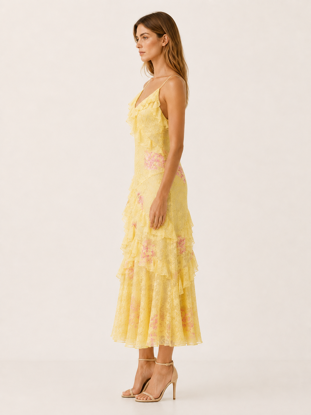 Lumi | Floral Maxi Dress with Tiered Ruffle Lace Detail