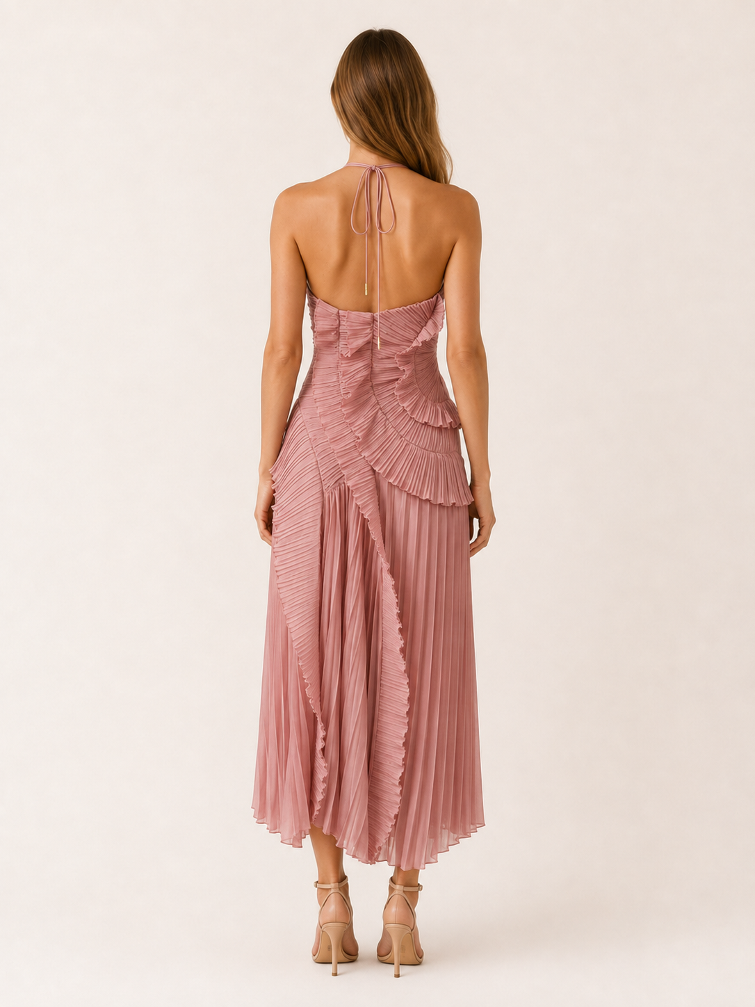 Luna | Halter Neck Maxi Dress with Ruffle Detail