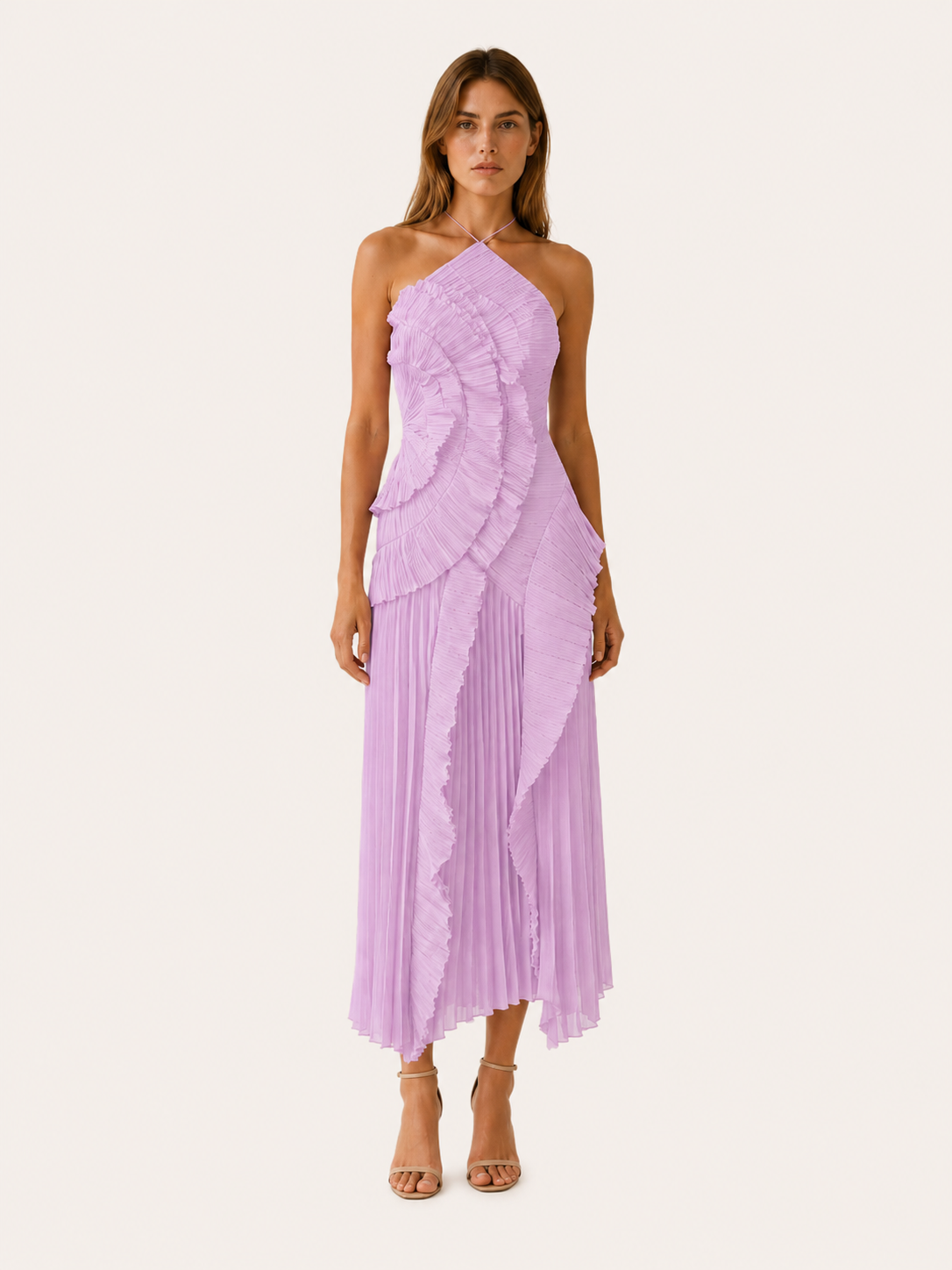 Luna | Halter Neck Maxi Dress with Ruffle Detail