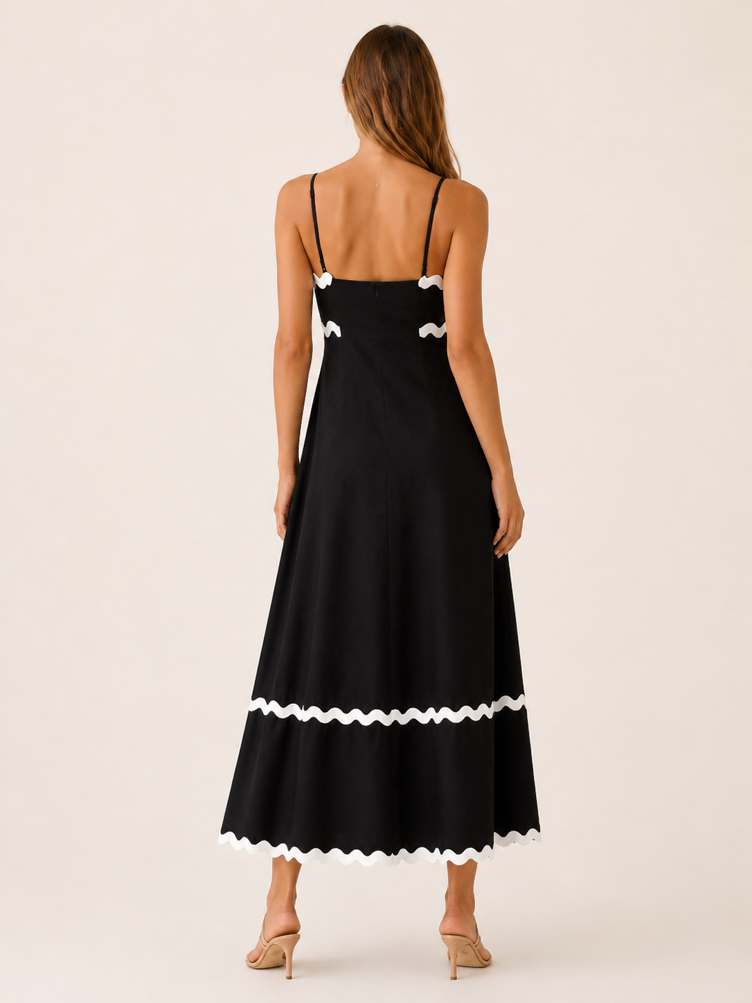 Lysandra | Scalloped Maxi Dress with Ric Rac Trim