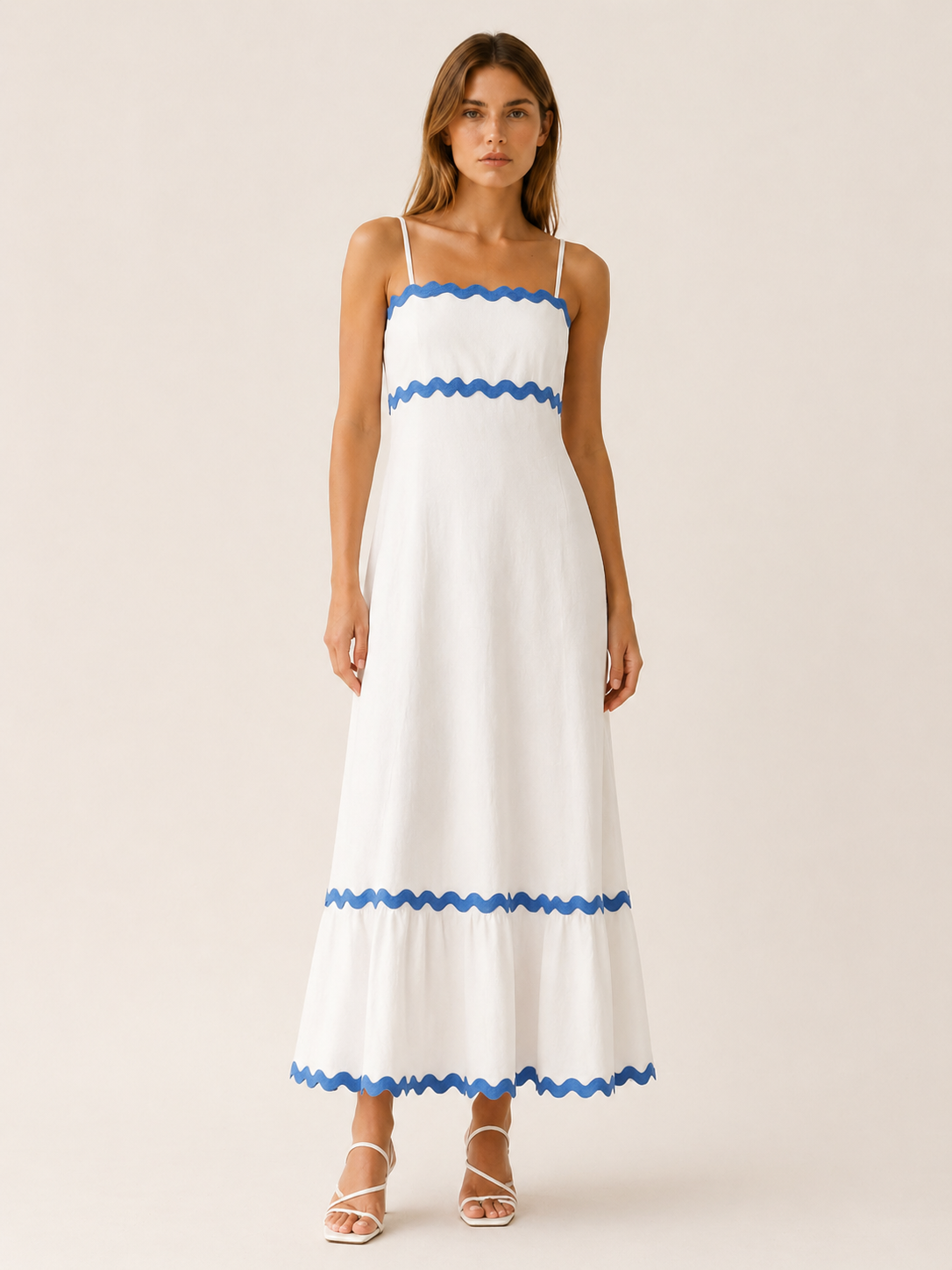 Lysandra | Scalloped Maxi Dress with Ric Rac Trim