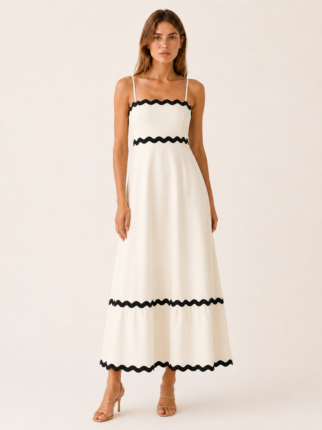 Lysandra | Scalloped Maxi Dress with Ric Rac Trim