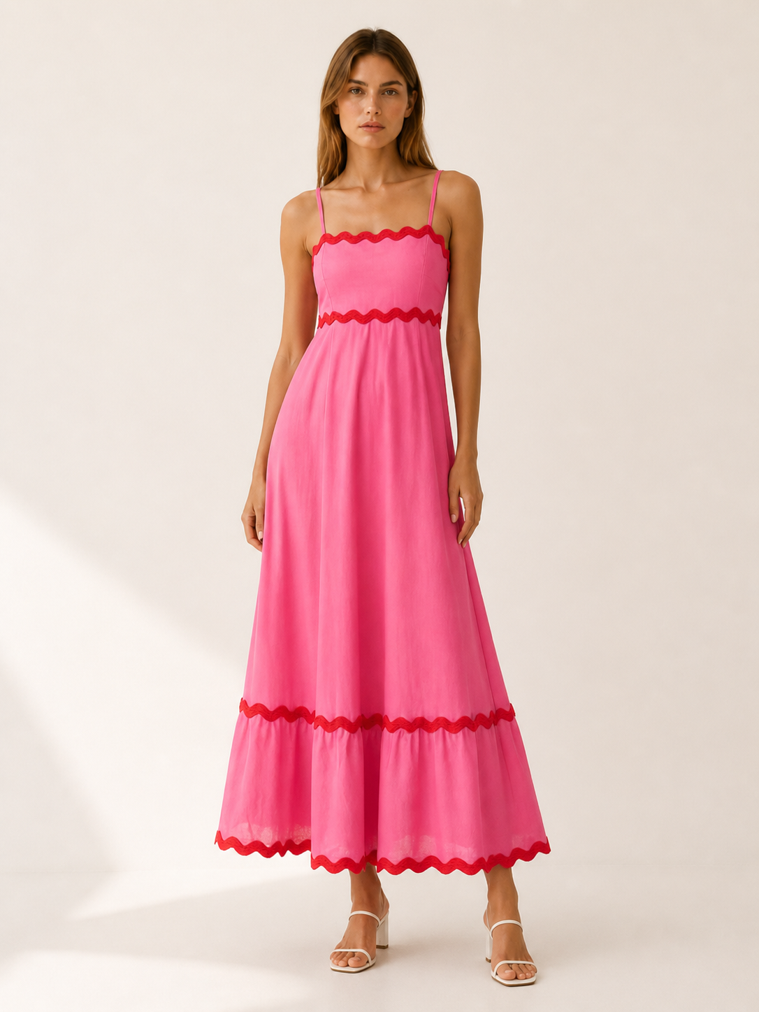 Lysandra | Scalloped Maxi Dress with Ric Rac Trim