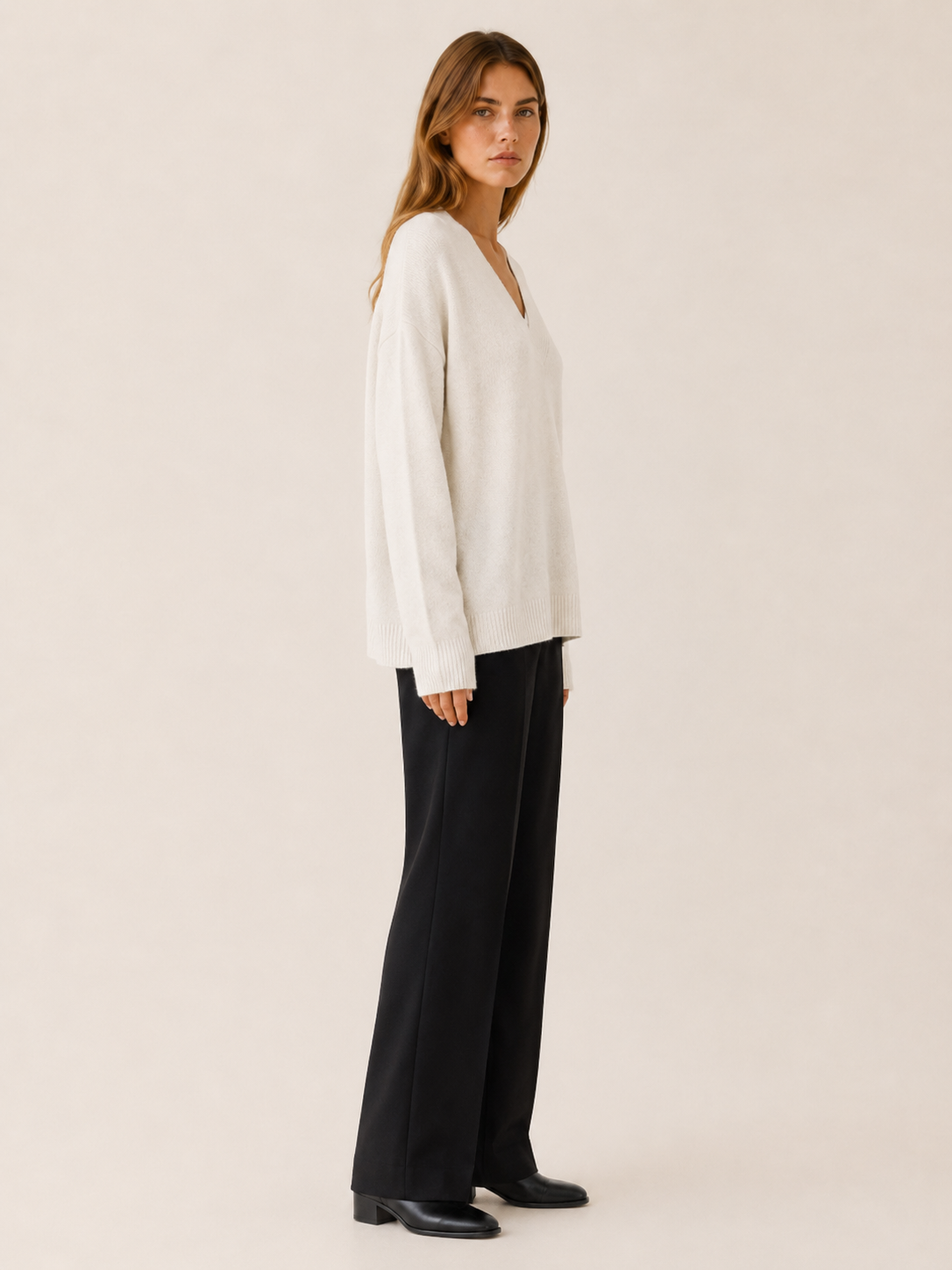 Lysoria | V Neck Jumper with Relaxed Fit and Long Sleeves