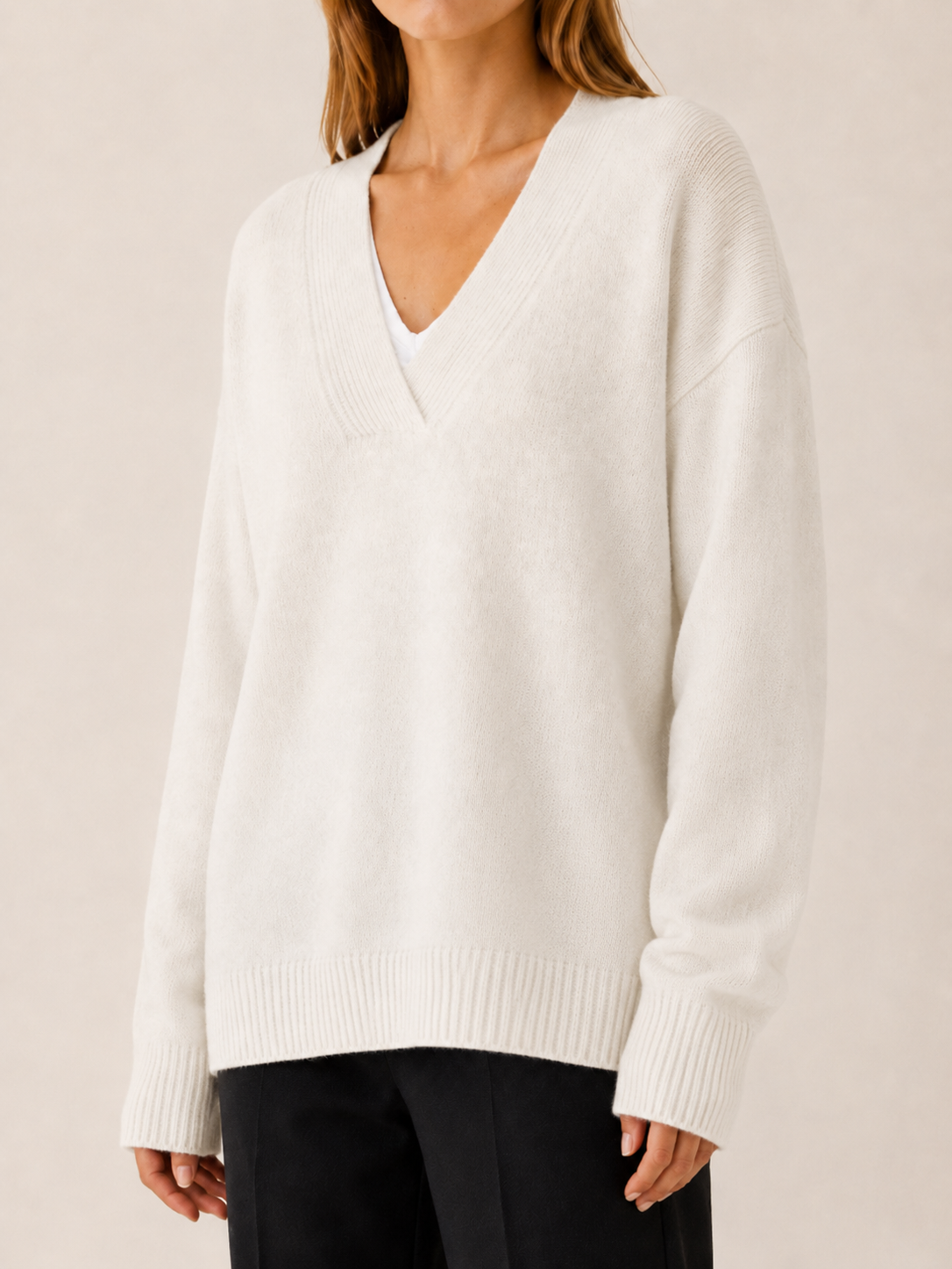 Lysoria | V Neck Jumper with Relaxed Fit and Long Sleeves