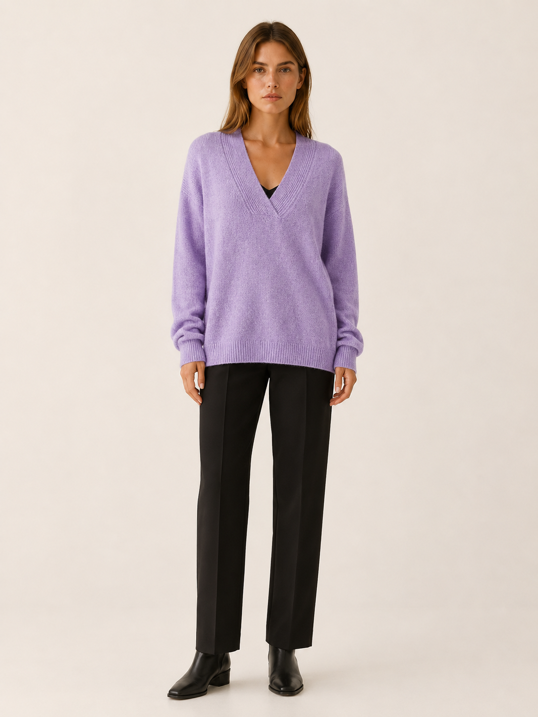 Lysoria | V Neck Jumper with Relaxed Fit and Long Sleeves