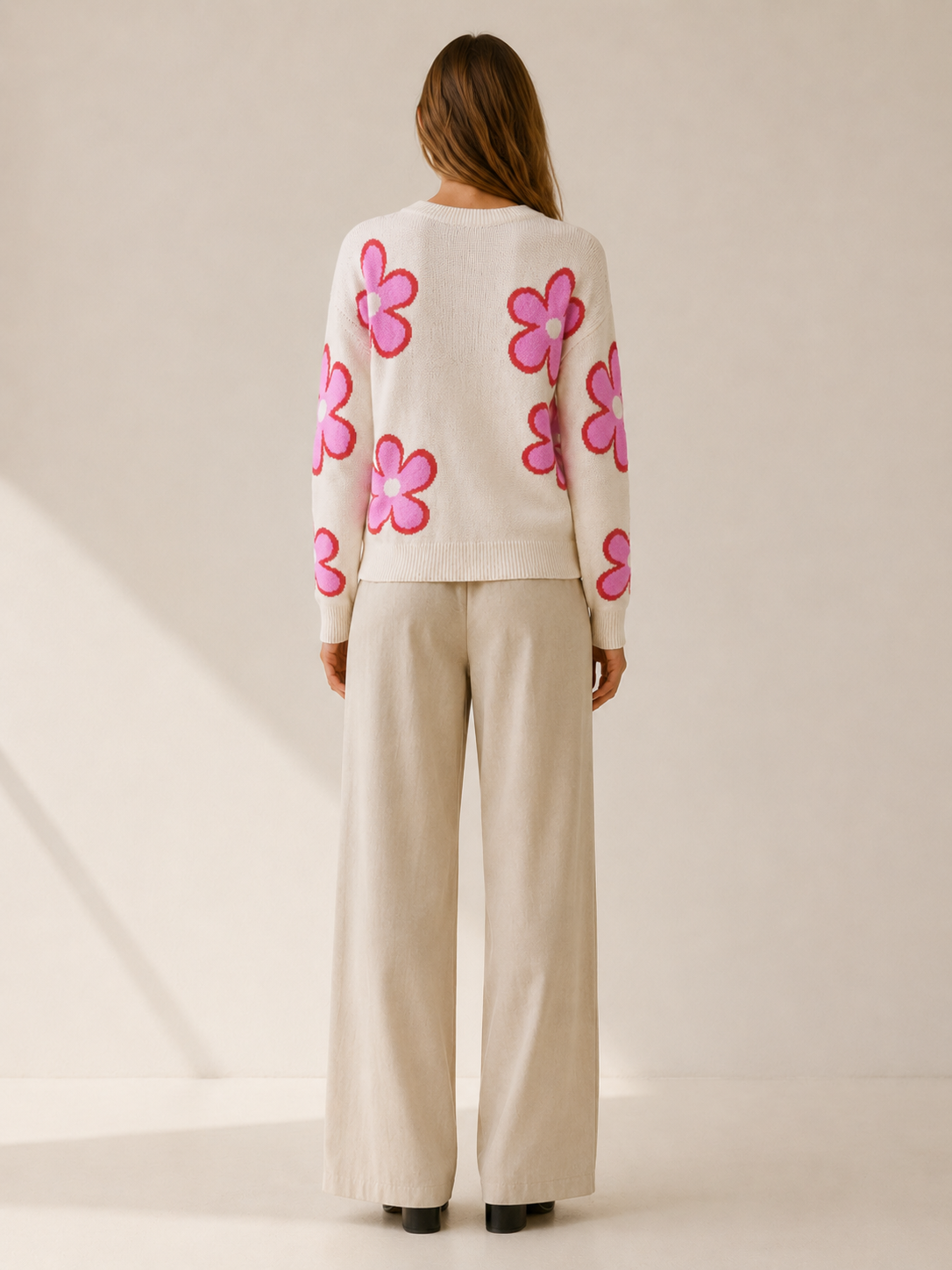 Maëlys | Crew Neck Jumper with Floral Detail
