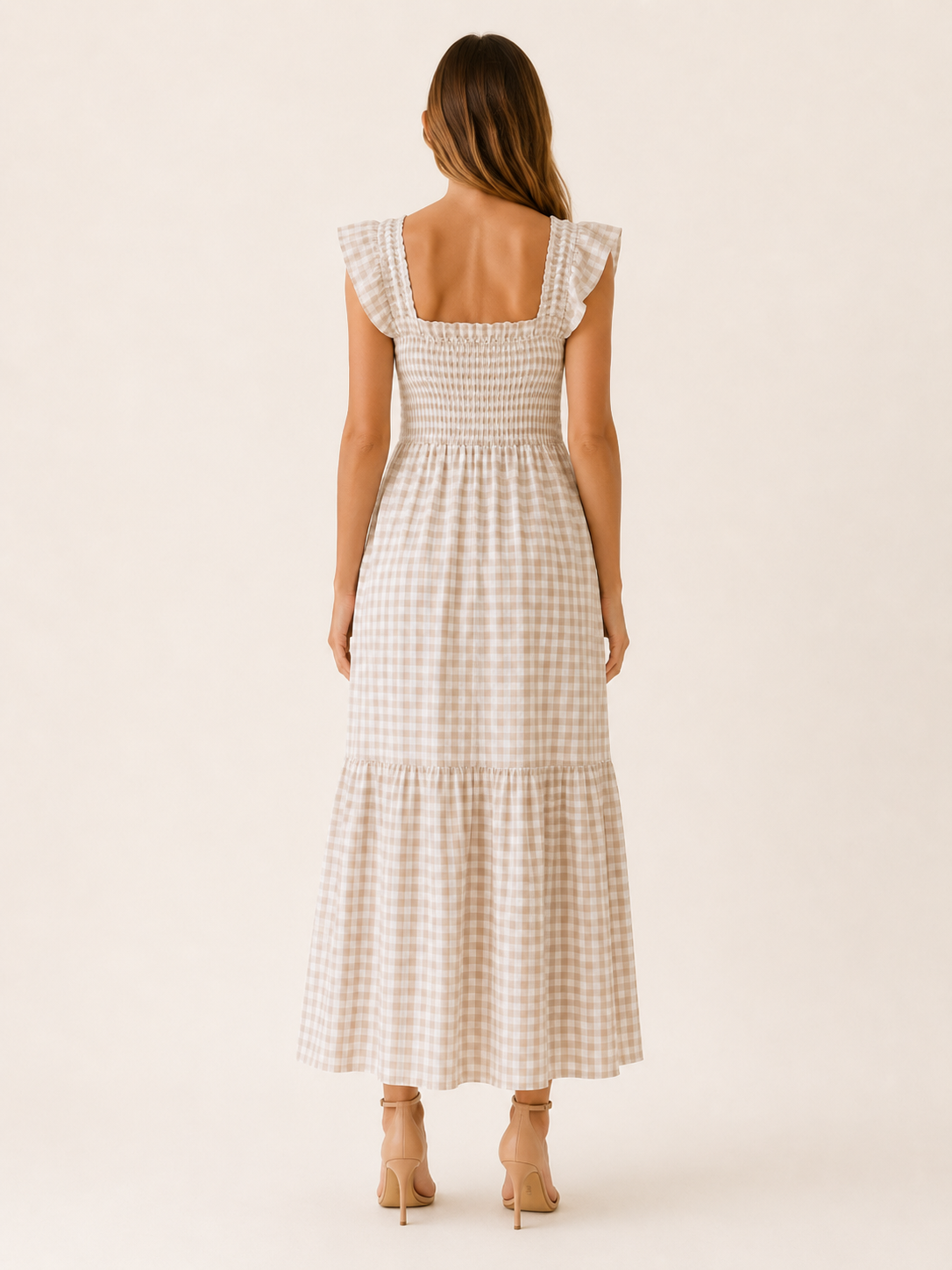 Malia | Gingham Maxi Dress with Smocked Bodice Tiered Skirt