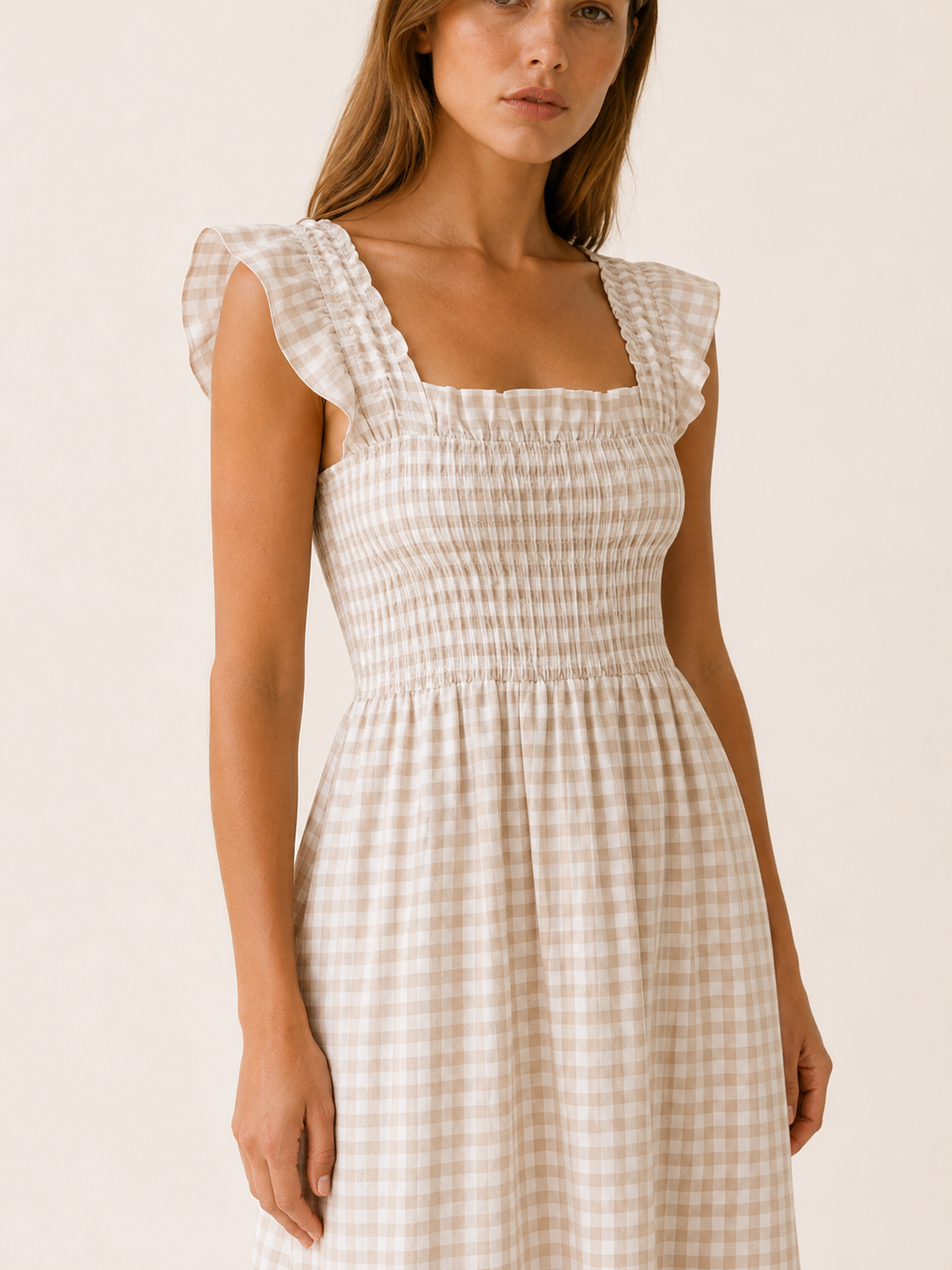 Malia | Gingham Maxi Dress with Smocked Bodice Tiered Skirt