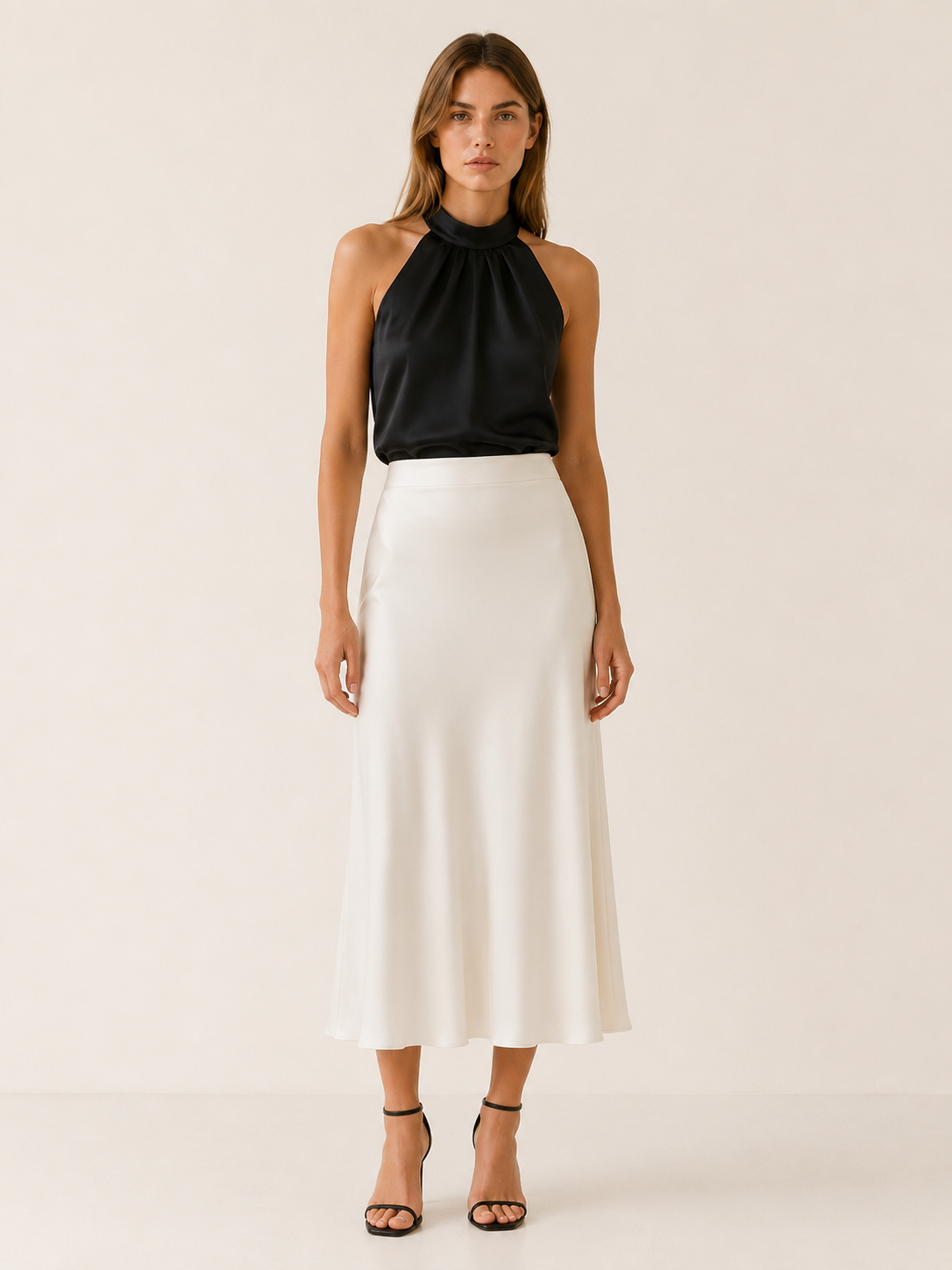 Malina | Satin Midi Skirt with High Waist