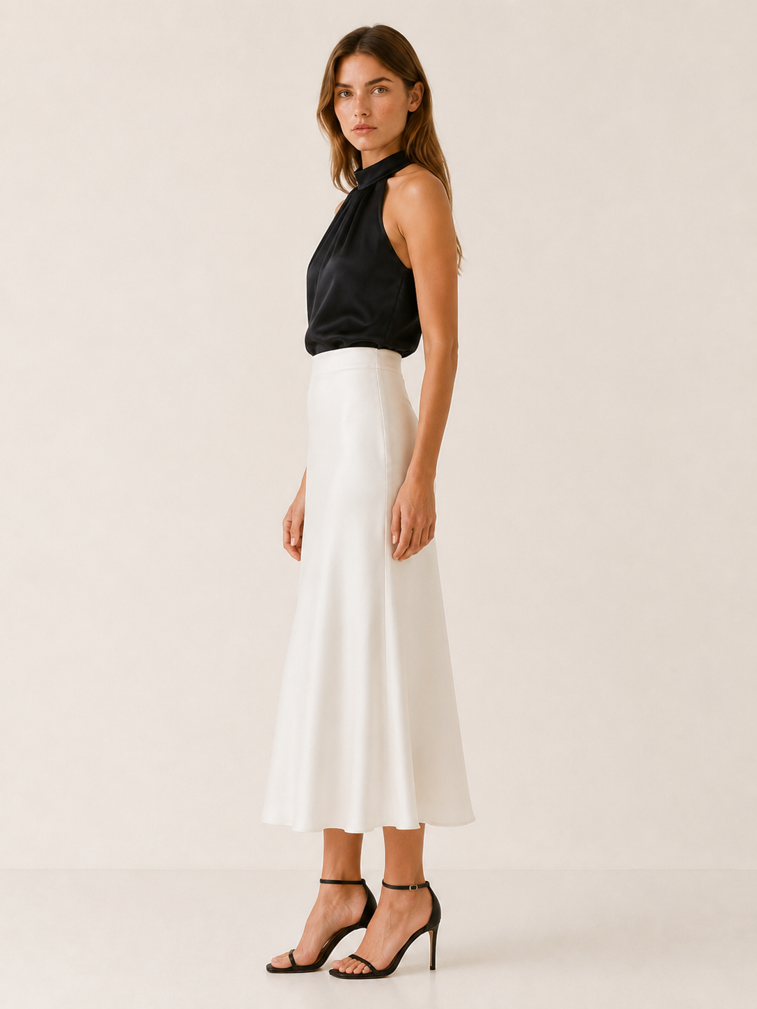 Malina | Satin Midi Skirt with High Waist
