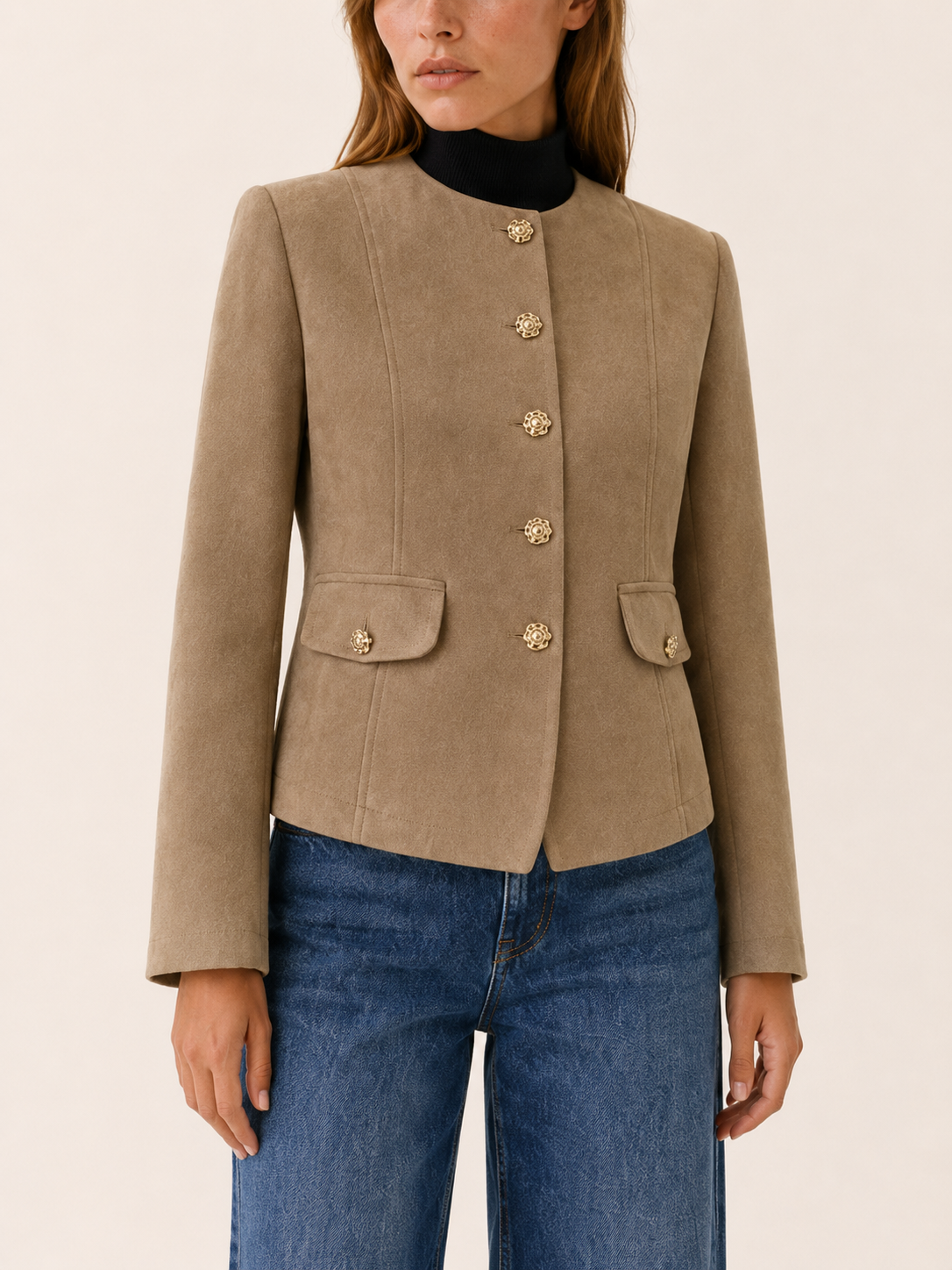 Marcella | Cropped Blazer with Gold Buttons and Tailored Fit