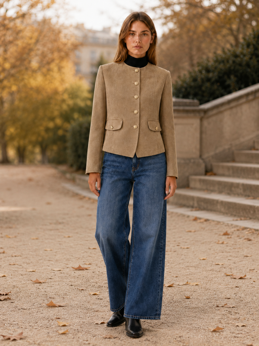 Marcella | Cropped Blazer with Gold Buttons and Tailored Fit