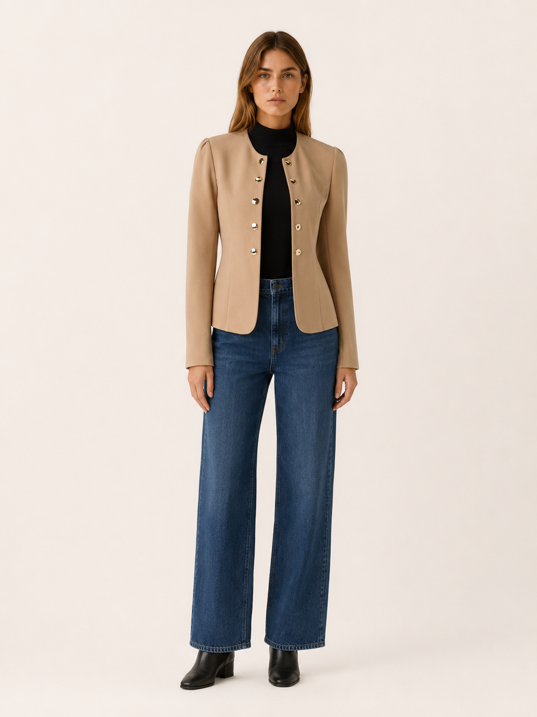 Marcella | Women’s Short Blazer with Gold Buttons
