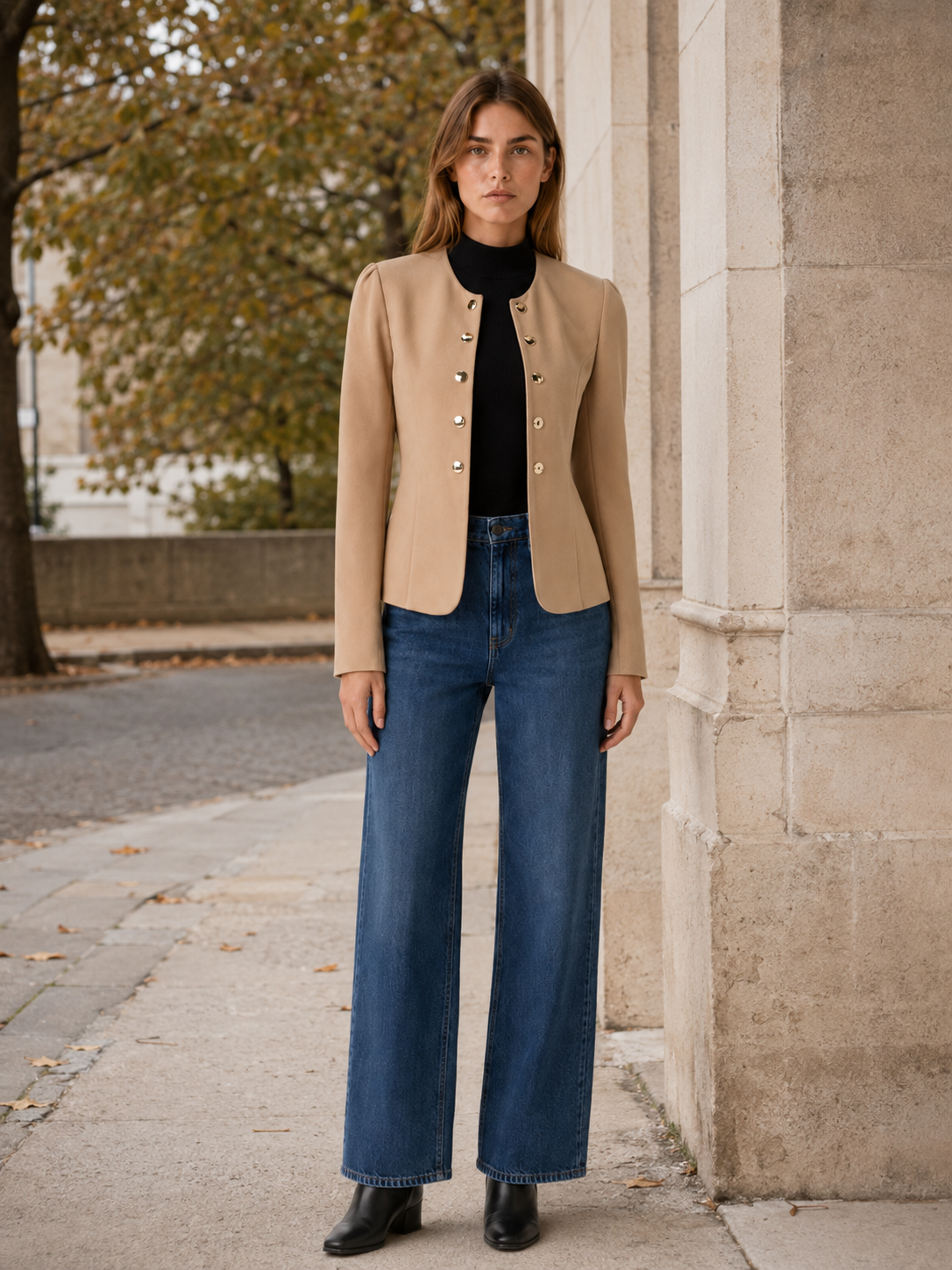 Marcella | Women’s Short Blazer with Gold Buttons