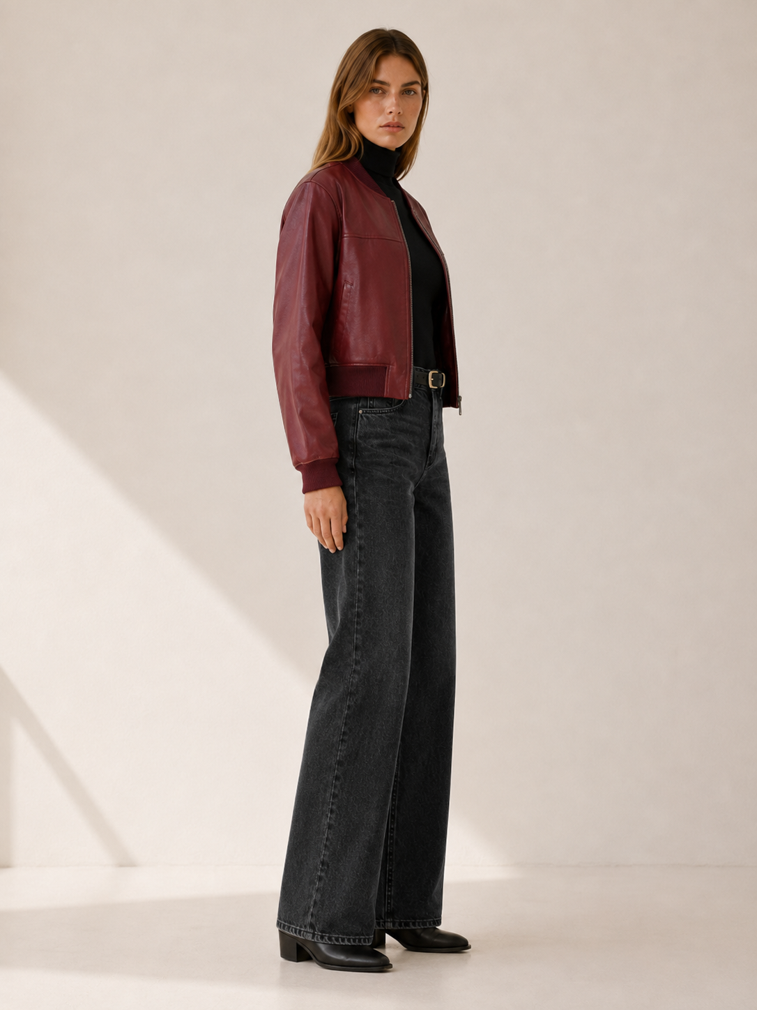 Maren | Cropped Jacket with Zip Front and Collarless Neckline