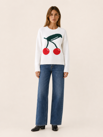 Maristela | Round Neck Jumper with Cherry Detail