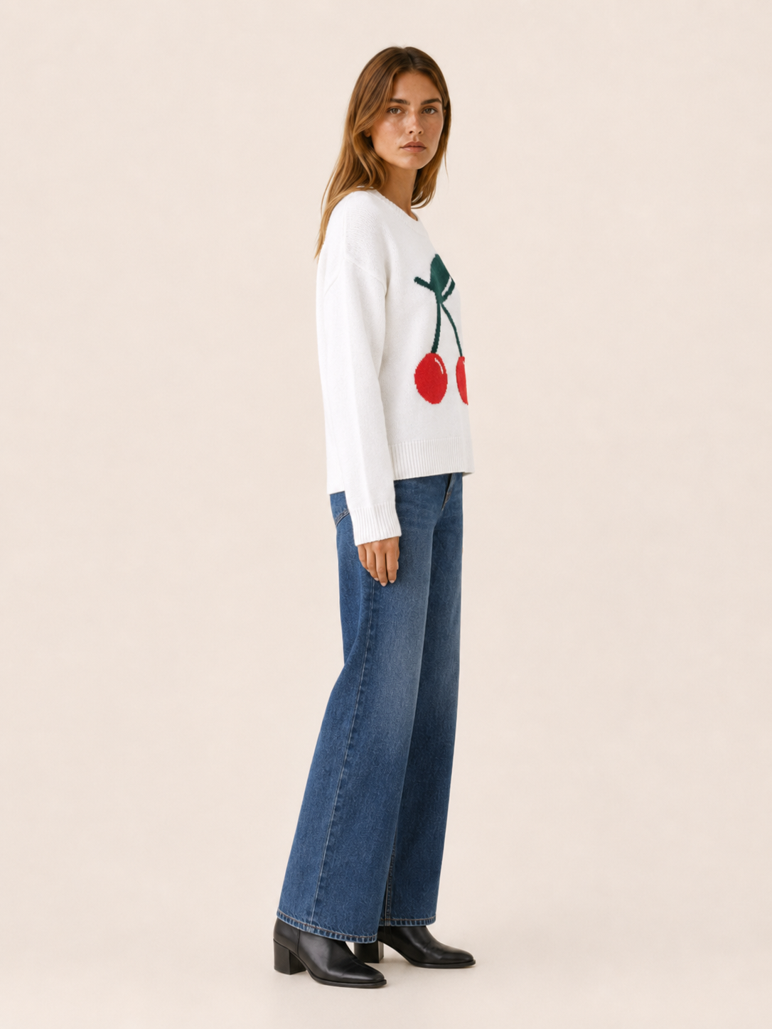 Maristela | Round Neck Jumper with Cherry Detail