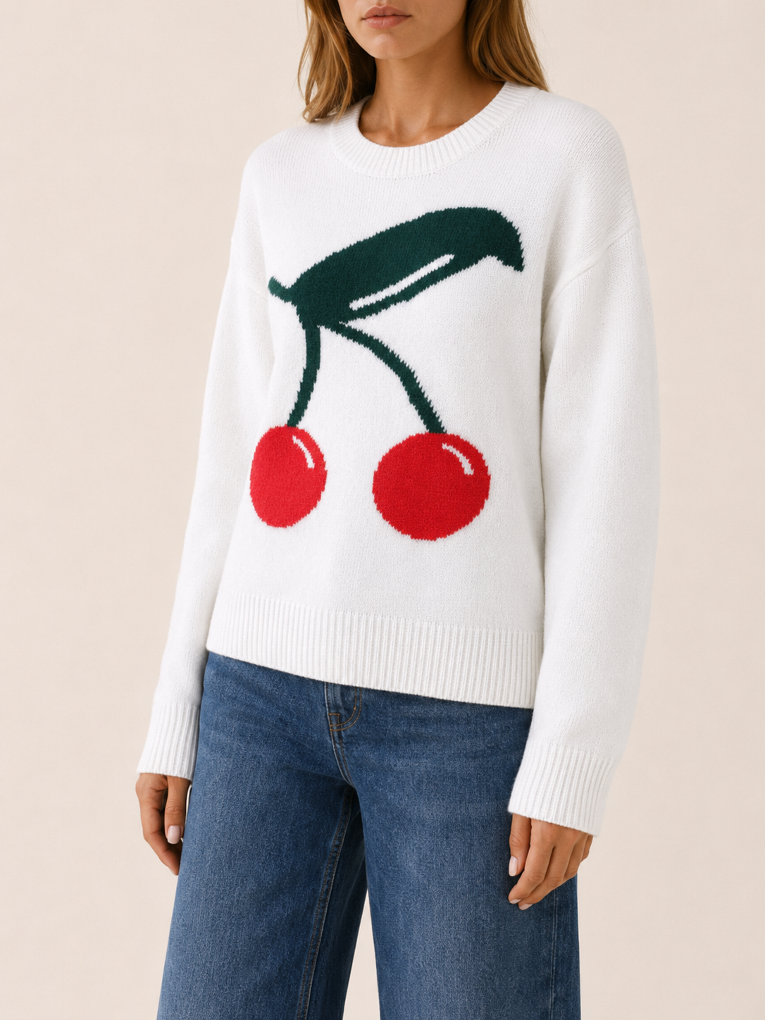 Maristela | Round Neck Jumper with Cherry Detail