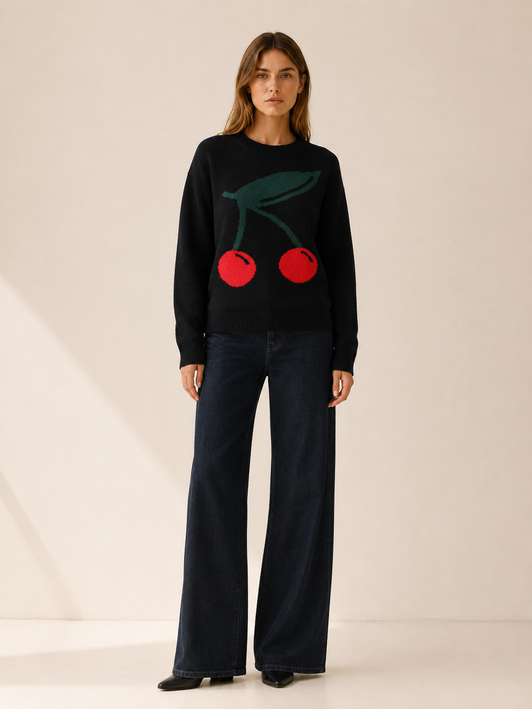Maristela | Round Neck Jumper with Cherry Detail