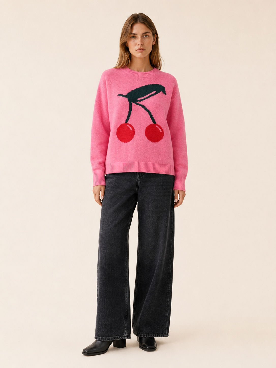 Maristela | Round Neck Jumper with Cherry Detail