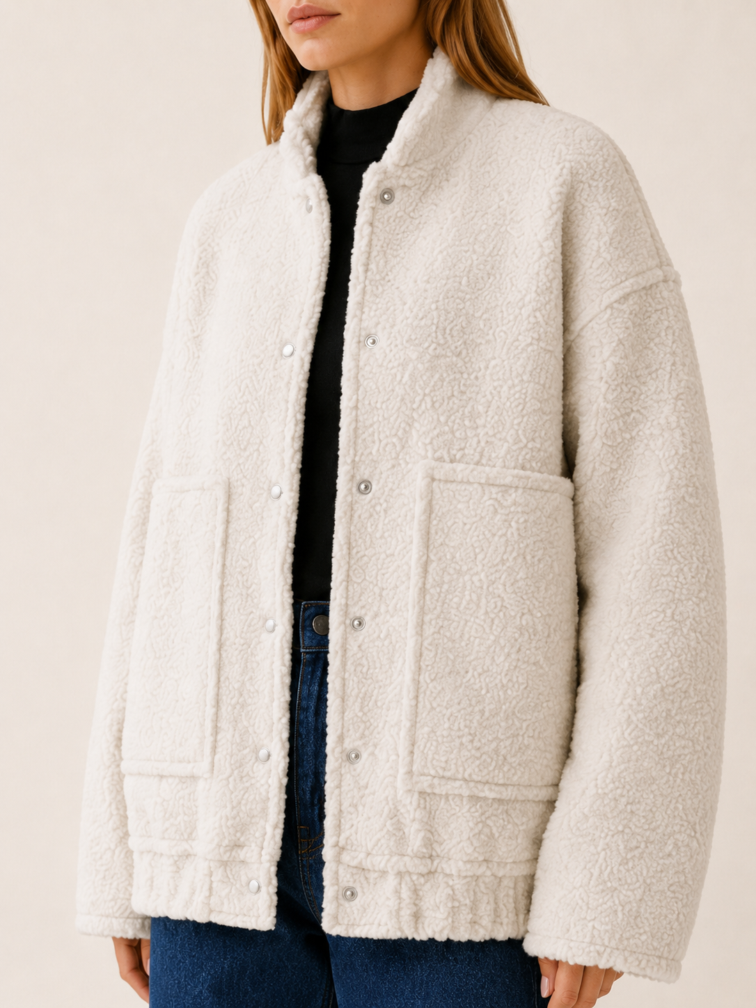 Marvella | Bomber Jacket with Oversized Fit Snap Front